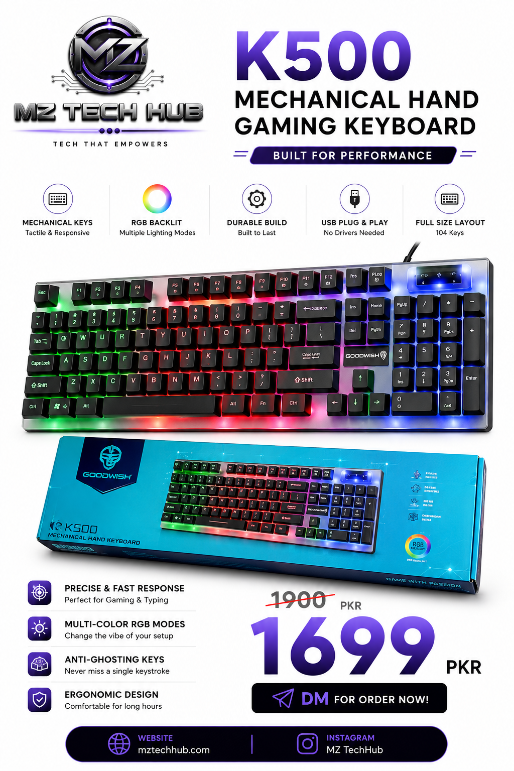 K500 Mechanical Keyboard | RGB LIGHTS