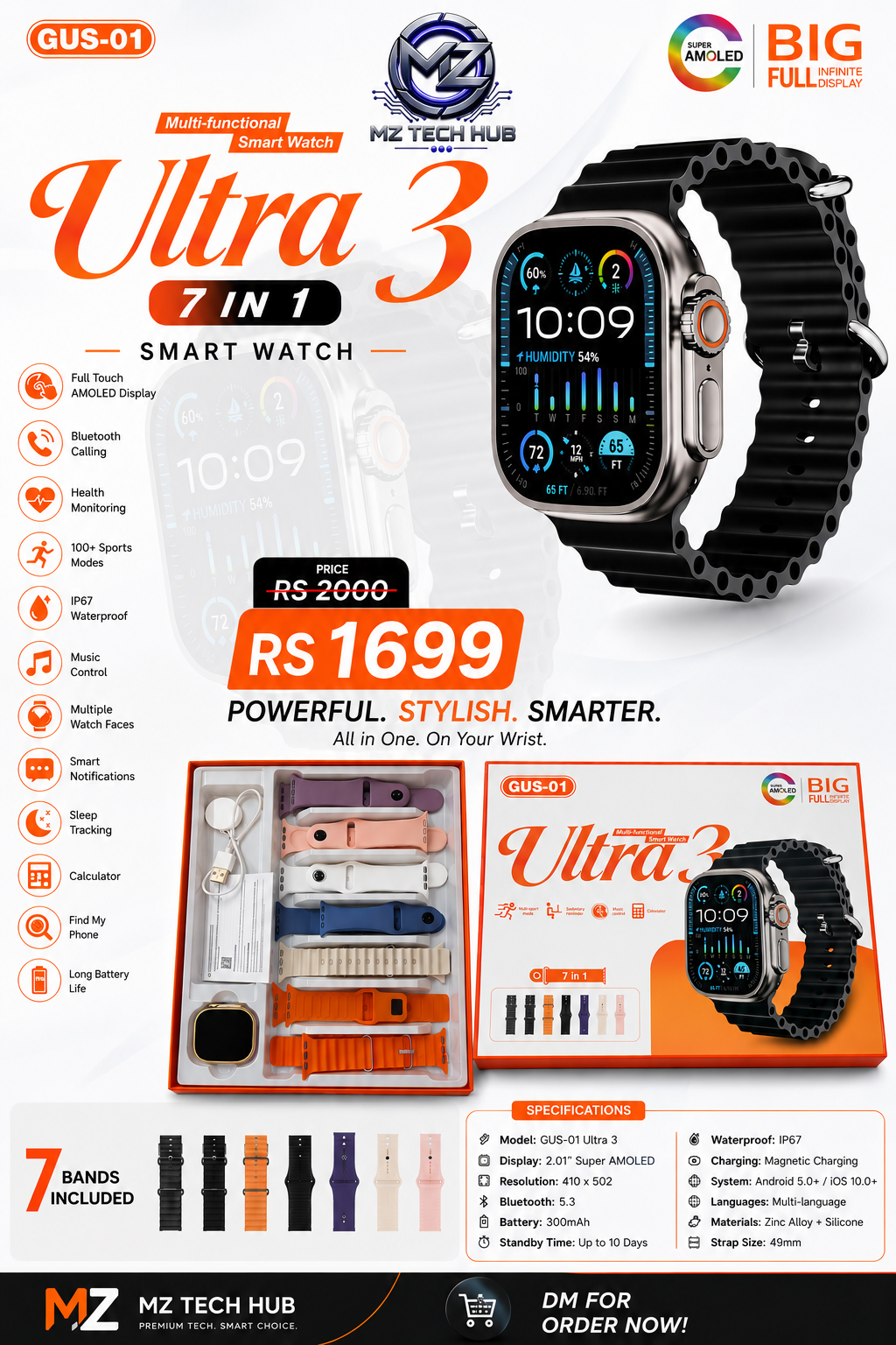 7 in 1 Ultra 3 Smart Watch | full display | premium quality