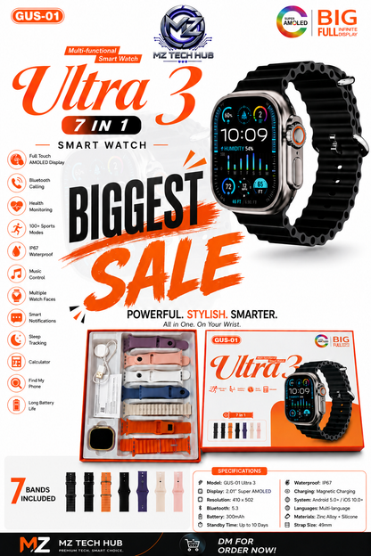 7 in 1 Ultra 3 Smart Watch | full display | premium quality