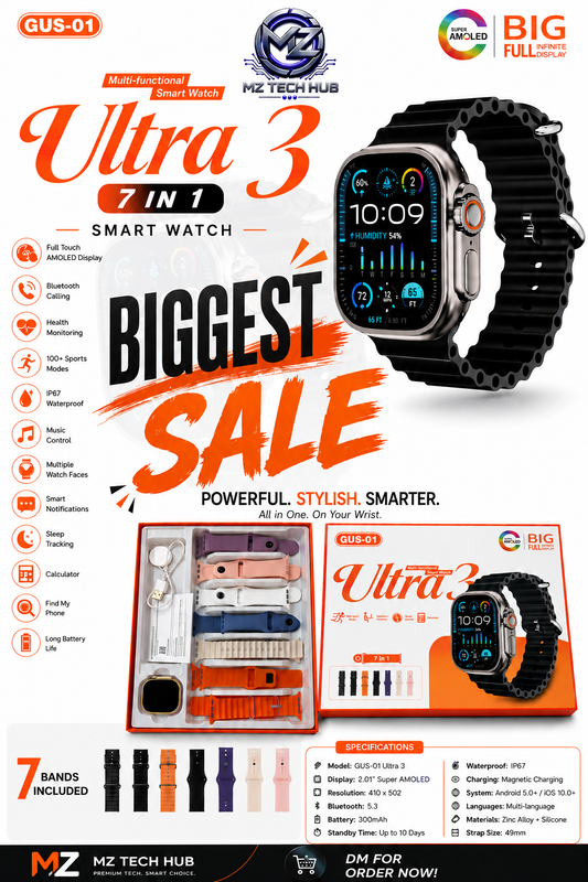 7 in 1 Ultra 3 Smart Watch | full display | premium quality