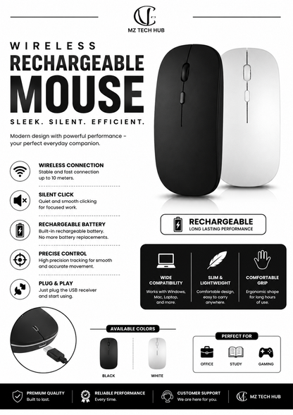 Rechargable Wireless mouse | recgahrgable | premium feel and quality | wireless