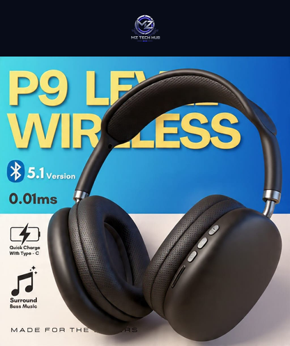 P9 Premium Wireless Bluetooth Headphones | Premium Sound • Comfortable Fit • Up to 24 Hours Battery