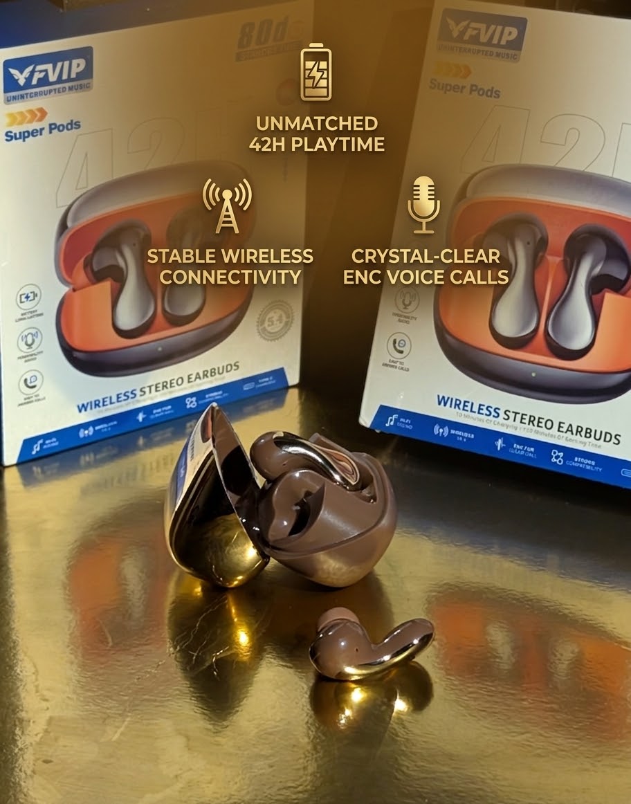 Wireless Stereo Earbuds – Bluetooth Conectivity , ENC Noise Cancellation & 42H Playtime