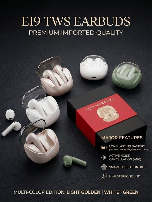 E-19 Earbuds | Imported quality | High sound definition | 3 Eligant Colours
