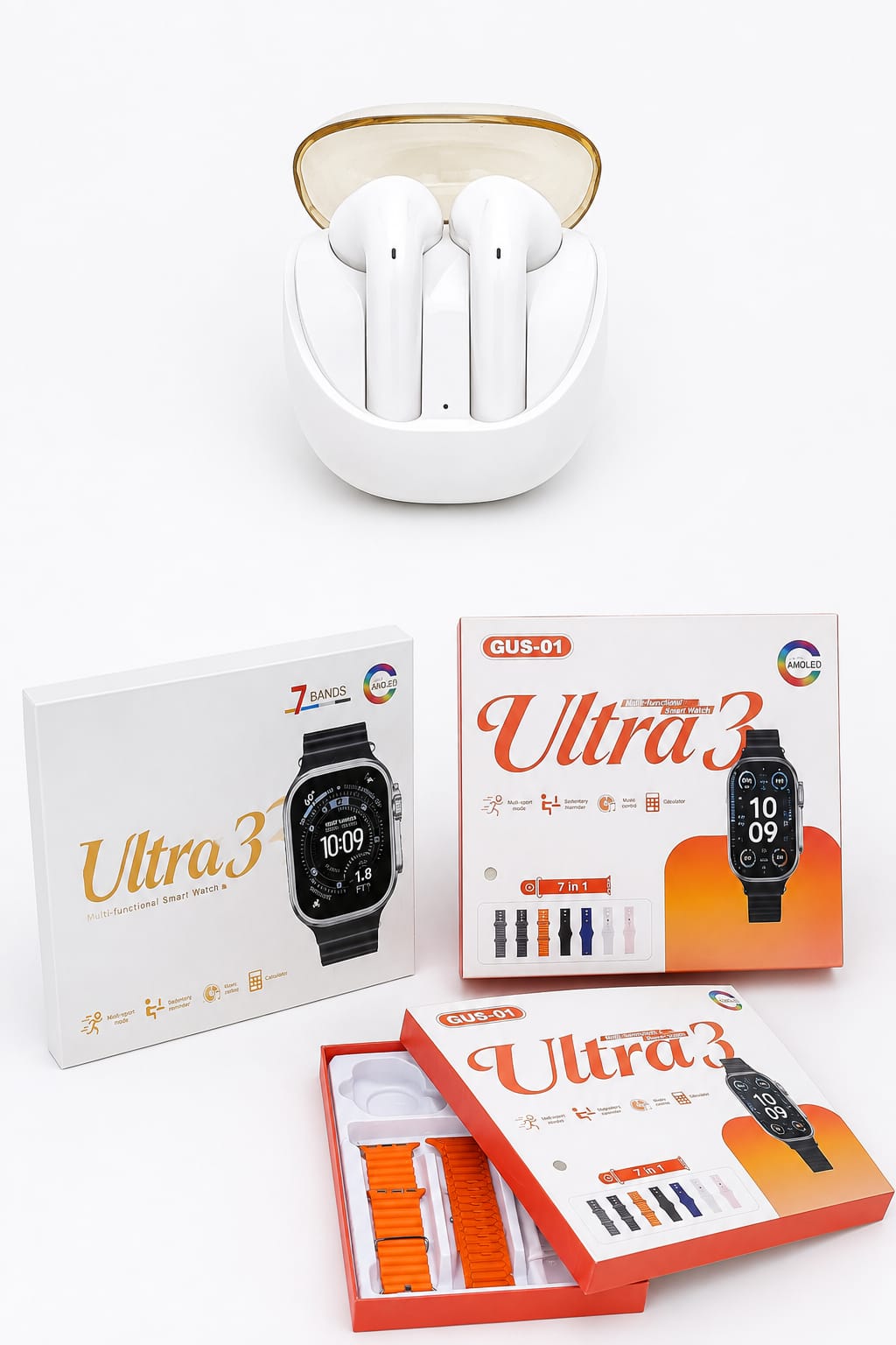 7-in-1 Ultra 3 Smart Watch with interchangeable straps