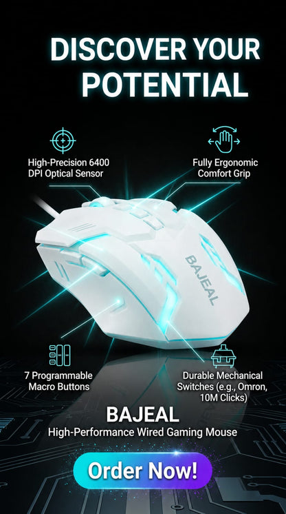 BAJEAL High-Performance 6400 DPI Mouse | RGB Lights | Premium Quality