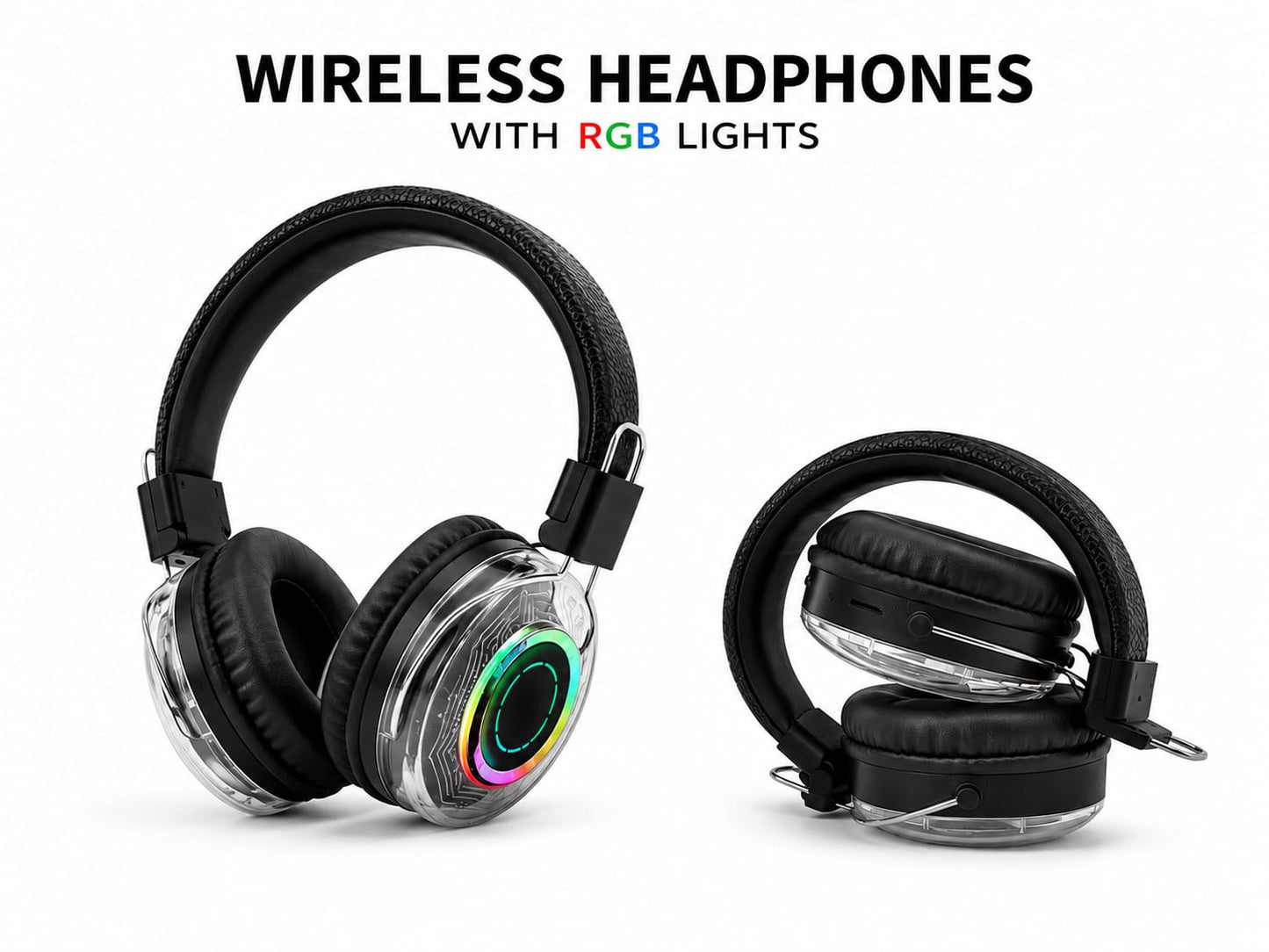 Enjoy AN-1 Wireless Bluetooth Headphones – RGB Light Edition | Foldable Over-Ear Headset with TF Card Slot & Mic